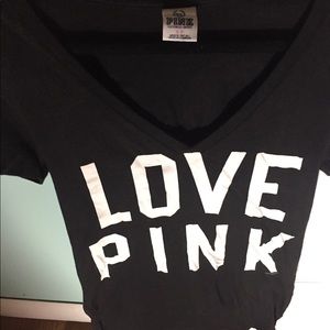 PINK Victoria’s Secret Black Graphic T-shirt Small